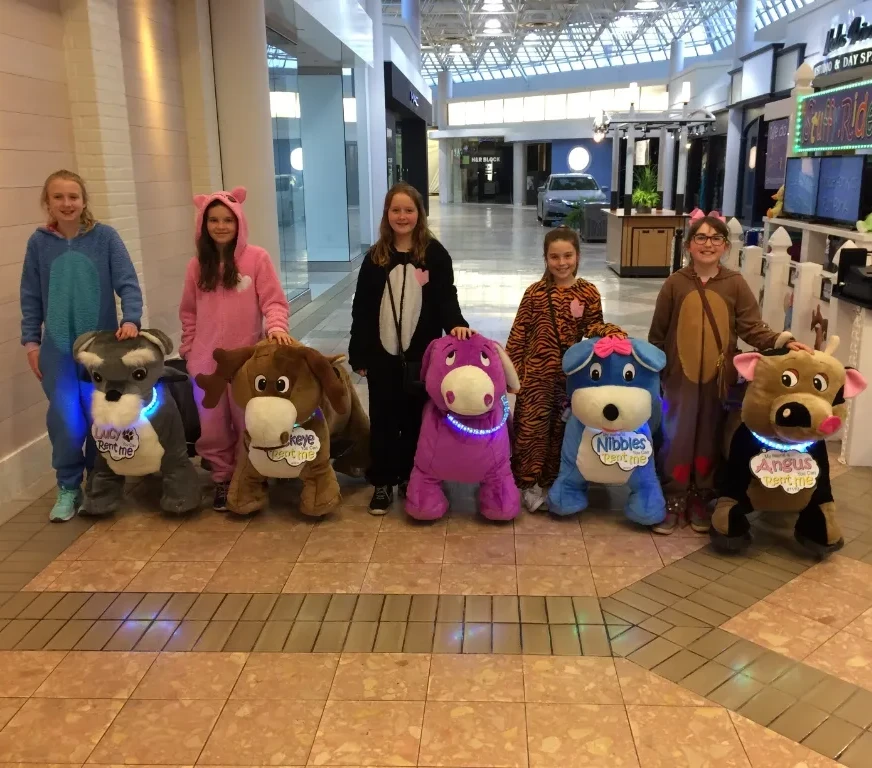 Family riding Stuffy Riders